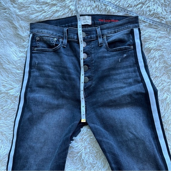 AO.LA Alice + Olivia High Rise Button Fly Side Stripe Jeans Size 30 - Picture 13 of 14
